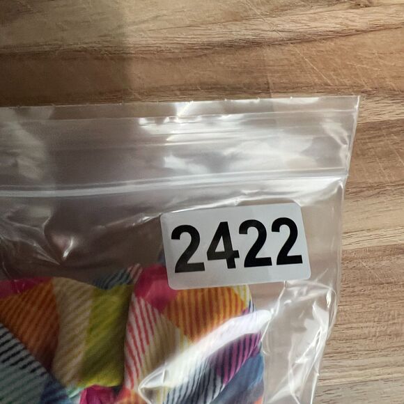 Into The Bleu Swimsuit Womens 10 One Piece Rainbow Plaid Plunge Ruched Halter - Picture 7 of 7